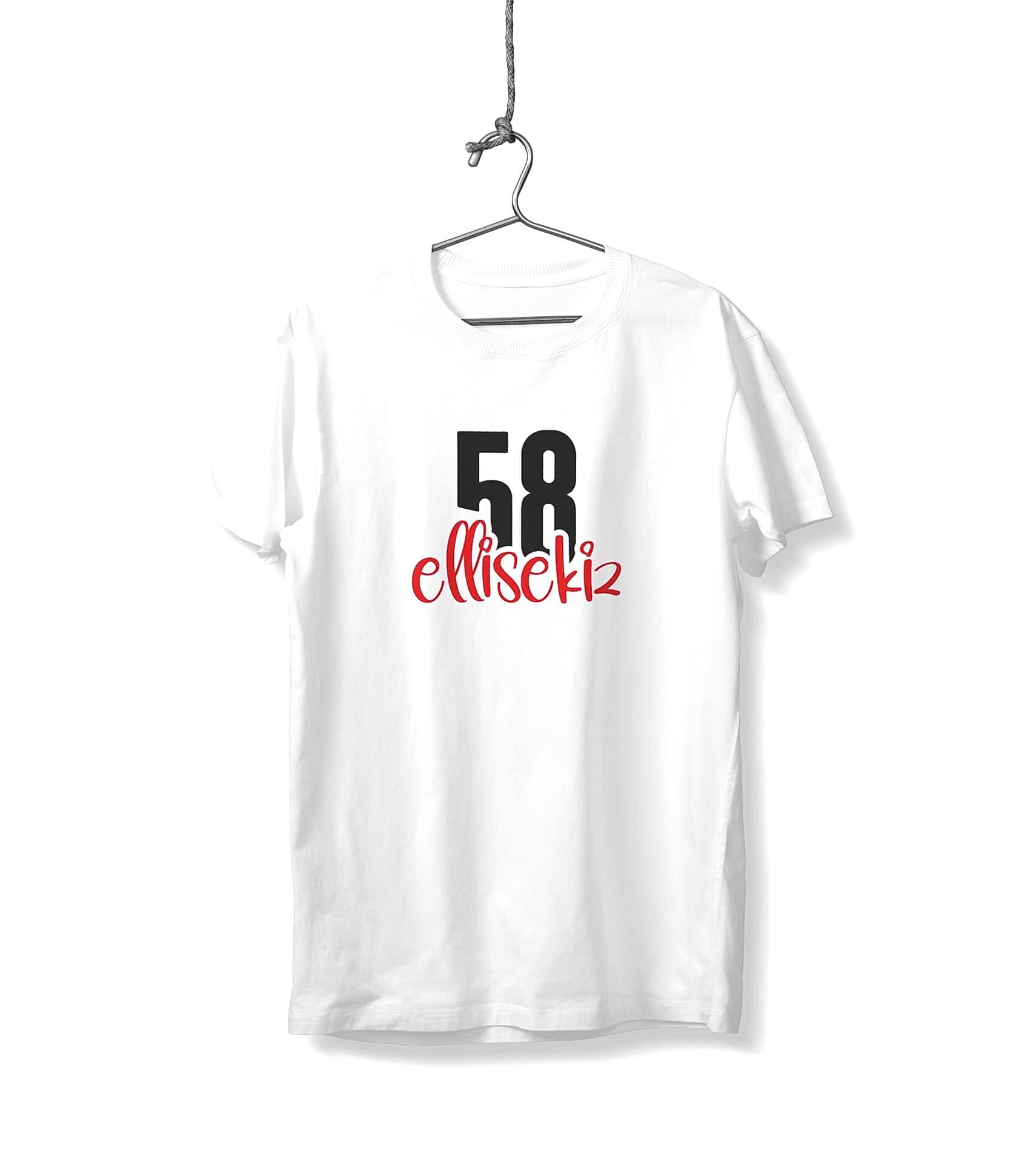 Ellisekiz 58 Yazılı Sivas Temalı Unisex Beyaz Sıfır Yaka Tişört