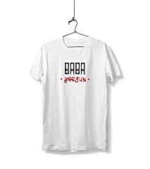 Baba Yorgun Yazılı Unisex Beyaz Sıfır Yaka Tişört