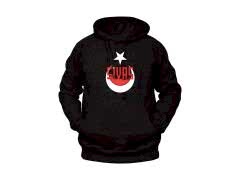 Sivas Yazılı Sivas Silüetli ve Ayyıldız Temalı Unisex Siyah Oversize Kapüşonlu Sweatshirt
